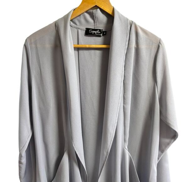 SYMPLI Sage Gray Whisper Coat in Georgette Fabric SZ 12 - Picture 4 of 11